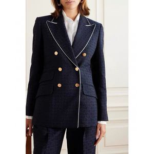 G005 Kvinnors tvådelade byxor Set Suit kedja Outwear Clothing Premium New Style Design Slim Blazer Double-Breasted Metal Buckle Classic Suit Pants