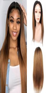 100 Human Hair 44 Lace Frontal Brable 180 كثافة العسل أشقر مع جذور داكنة اللون wig2329537