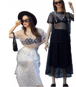 Summer New Designer's Dwuczęściowy sukienka luksusowa marka luksusowa perspektywa Siatka seksowna damska sukienka koszulka 2-częściowa