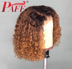 Paff Short Bob Curly peruca ombre cor 136 renda frontal Human Human peruca pré -arrancada Remy Wig com Baby Hair16758342614477