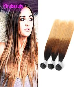 Peruvian Human Hair Extensions 1B427 Ombre Color Straight Hair Weaves Three Tones Color 1B 4 27 Bundles9181501