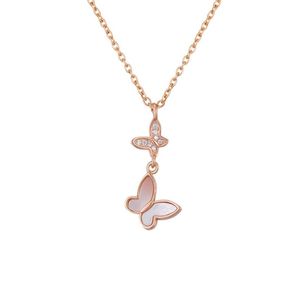 Sparkling diamond zircon lovely cute shell butterfly pendant short choker necklace for women girls fashion designer rose gold silv5341396