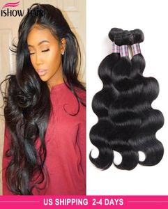 Ishow Curly Brazilian Human Hair Extensions wątki prosta fala ciała peruwiańska woda do włosów głęboko luźna 10 wiązek dla kobiet wszystkich 6781092