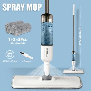 Daris Spray MOP plano com microfibras reutilizáveis ​​PADS 360 ° ROTAÇÃO Limpeza do piso MOP 500ml Big Capacidade Garrafa de triângulo quadrado 240523