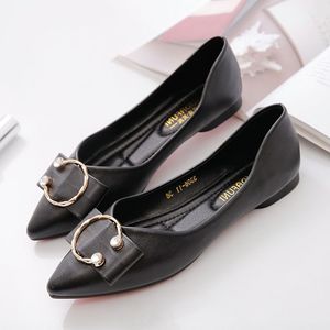 Free shipping Flat Shoes 2024 Spring and Autumn Season New Bean Shoes for Women Soft Sole Soft Leather Shallow Mouth Pointed Versatile Single Shoes 02
