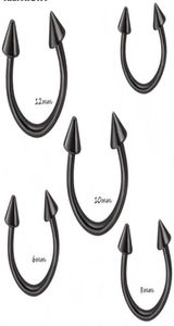 BLACK Silver Cone Horseshoe Bar Piercing Body Jewelry Nose hoop Nose Ring 100pcslot Eyebrow Bar Lip Labret Jewelry2649740