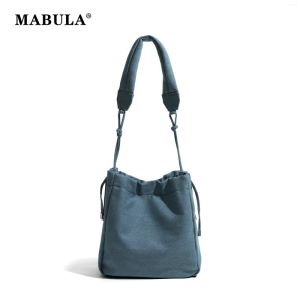 Evening Bags MABULA Drawstring Denim Shoulder Bucket Phone Purse Simple Eco Small Hobo Handbag Fashion Women Basket Shopper Bag Bekmh