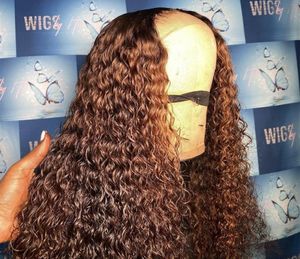 Ombre Brazilian Water Wave Wig For Black Women 150Density 13x6 Lace Front Wig PrePlucked Brown Lace Closure Wig With Baby Hair6101509