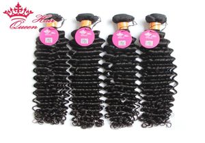 Queen Hair Oficjalny sklep Indian DeepeCurly 1b Naturalny kolor Virgin Human Hair Weavves Hair Extensions 4pcs Lot może być barwiony 8193983