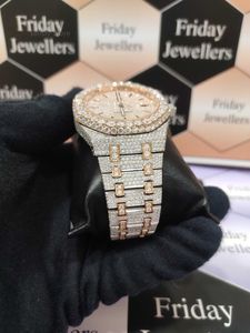 41 mm luksus vvs moissanite Diamond Ice wzór hip -hopowy automatyczny ruch mechaniczny kalendarz męski Watch Watch Watch
