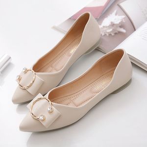 Free shipping Flat Shoes 2024 Spring and Autumn Season New Bean Shoes for Women Soft Sole Soft Leather Shallow Mouth Pointed Versatile Single Shoes for Women