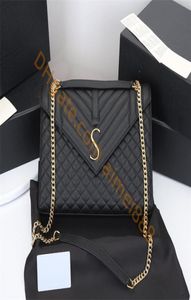 Luxury Handbag Shoulder Bags Märke kuvert Yshaped Cross Body Purses Designer Seam Leather Ladies Metal Chain Black Clamshell ME2022237