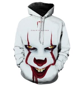 Filme de terror TI CAPÍTULO DOIS SORTE DE CHAPAÇÃO DE CAPAÇÃO 3D Homens homens Moda Casual Funny Pullover It Palha