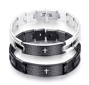 Bangle Holy Bible Men Bracelet Black Stainless Steel Watch Strap Silvering Plating Jewelry Gift For Women1388615