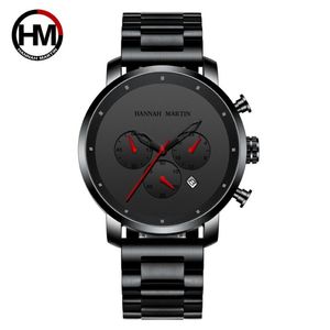 ساعة Wristwatches Fashion Men Watches 2021 فاخرة مصممة أسود رجل مراقبة تقويم مقاوم للماء لصالح الكوارتز الصلب غير الرسمي Reloj Hombre 268e