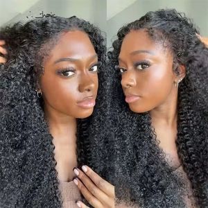 New 4B 4C Textured Hairline Wigs Curly Baby Hair Natural Edges Lace Frontal Wigs Yaki Kinky curly Human Hair Wigs Free Ship