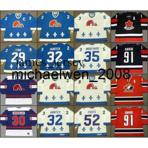 Jam01 Weng Custom Stitched Nordiques 29 Steven Finn Richard Brodeur Dale Hunter 35 Dan Bouchard 52 Adam Foote CCM Vintage Away Hockey Jersey