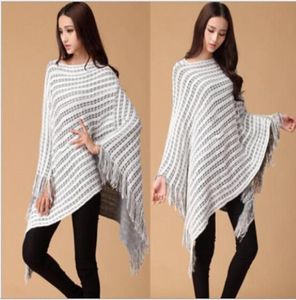 All matched solid knit ponchos Leisure Cardigan Knitting Coat lady Batwing Cape Poncho shawl wraps Cardigan Sweater 36091096360