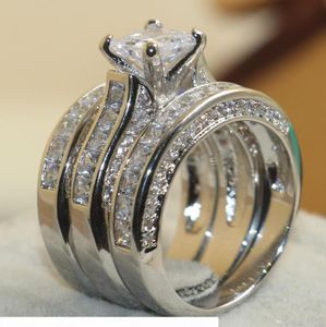 SZ 511 Victoria Wieck Kadın Lüks Takı 7mm Prenses Kesim Beyaz Safir Simüle Simüle Elmas Gem 925 STERLING Gümüş Düğün 3in17095000