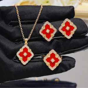 New brand designer earrings necklace ring bracelet jewelry sets for women red fritillaria earrings rings necklaces bracelets fine Jewelry gift