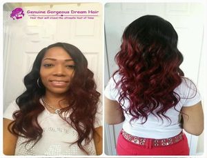 Ombre renda peruca color sem glue 1b99J Red Lace Front Wig Human Human Indian Silky Straight Wigs com KONTS8116161723581892 branqueado