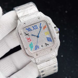 Armbandsur armbandsur diamanter Mens titta automatisk mekanisk klocka 40mm med diamantspäckt stålarmband VVS1 GIA armbandsur FAS 268A