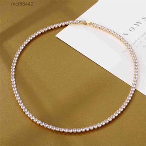 INS TOP SELL Tennis Chain Pendant Hip Hop Fashion Jewelry Gold Filled White Cubic Zircon Cz Diamond Gemstones Eternity Party Women Wedding Necklace Gift