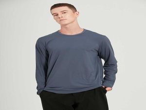 Men039s långärmad toppar den grundläggande yogasporten tshirt hög elastisk hastighet torr rund nack fitness gymkläder som kör casu5012571