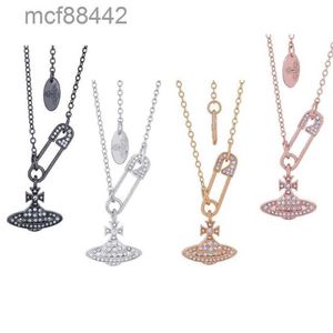 Women's Jewelry Necklace Round Diamond High Dowager Vivienneslight Luxury Full Diamond Chain Pin Honeycomb Bracelet Necklace