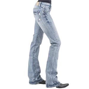 Tillverkare Direktförsäljning Amazon Independent Webbplats Hot Selling Women's Jeans Slim Fit broderade överdimensionerade denim Kvinnor Pants