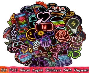 50 PCS Waterproof Graffiti Neon Stickers Bar Sign Decals for Party Decor DIY Laptop Skateboard Luggage Guitar Headset Motorcycle C4055070