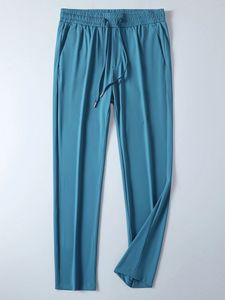 Letnie lekkie długie sporne spodnie do oddychania w oddychaniu nylonowym jedwabnym spandex swobodne spodnie chino dla męskich spodni 240529