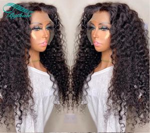 Bythair Deep Curly Lace Frente Human Human Wigs Pré -Puzada Hairla Brasileira Cabelo Virgem Virgem Perucurar com Cabelo de Bebê Colo3447039