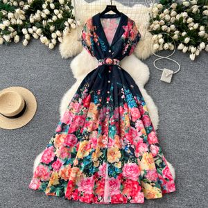 2024 Casual Dresses Design Sense Heavy Industry Embroidery Mesh Dress Sweet Gentle Style Robe Sleeveless V-neck Waist Slim A-line Vestidos