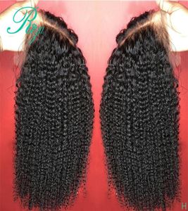 Djup mitten del spets front simuliaton mänskliga hår peruker för kvinnor med svart afro kinky lockigt glulöst syntetiskt hår spets wigs1740324