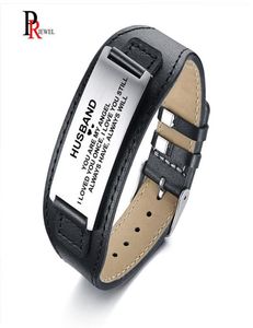 pulseiras personalizadas para ele personalizadas mensagens de pulseira de couro genuíno Comprimento de pulseira ajustável8280178