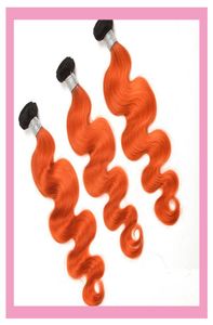 Peruansk mänskligt hår ombre hårförlängningar kroppsvåg 1borange dubbla wefts 1b orange 100 mänskligt hår 3pieceslot7895710