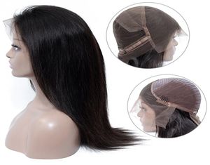 Onda corporal Lace Wig Frontal Brasileiro 4x4 Fechando perucas de cabelo humano para mulheres negras Remy peruano Remy reto profunda águas pesadas Pre1730596