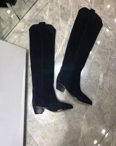 Buty sezonu mody Isabel Paris Marant Boots Denvee Black zamszowe buty kolanowe Western8013412