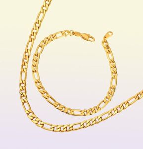 Whole Classic Figaro Cuban Link Chain Necklace 18K Real Gold Plated316L Stainless Steel Fashion Men Jewelry Accessories Punk 7777164