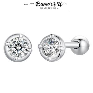 U 0.1ct Mosonite örhängen Rund Cut Laboratory Diamond Border Earrings Womens Engagement Jewelry Gift 925 Sterling Silver240520