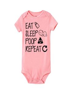 Nowonarodzony letni romper jeść sleep kupa powtarzające się niemowlę małe dziecko dziewczynka śmieszna litera romper kombinezonu strój k7118389186
