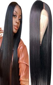 4x13 Silkeslen Straight Brasilian Virgin Hair Human Hair Spets Front Wigs Density Natural Color7572127