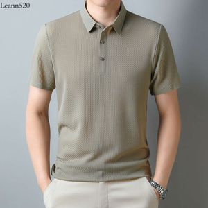 Summer New Shirt Versatile Casual Jacquard Polo Collar Non ironing Short sleeved Men's T-shirt