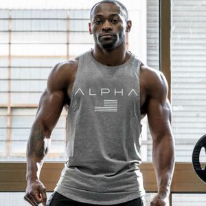 Gym Sports Running Fitness Training Tank Top Men's Bodybuilding Sleeveless Cotton H-Shaped Tank Top