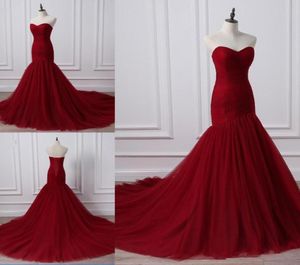 Zarif Kırmızı Denizkızı Gece Elbisesi Tül Tatlım Silah Yeni Moda Kat Uzunluğu Dantel Yukarı Balo Elbiseleri 1969714359