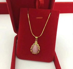 Egipski Ankh życia Bling Różowy wisiorek Naszyjnik z złotym łańcuchem naszyjnikiem dla kobiet biżuteria mody 9521345