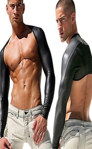 Plus Size Latex Sexy Bodysuit Catsuit Body Suits Men Long Sleeve DJ Club Wear Bodies Black Mesh Catsuit Men Sex Product Gloves14480950