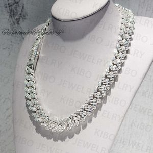 Iced Out Chaine for Mens 925 Sterling Silver Chains Baguette Cut Moissanite Diamond 18mm Vvs Cuban Link Chain