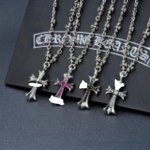 Colar pingente de designer 3DE Colar pingente unissex Diamond Cross Cross S925 Retro Punk Hip Hop Fashion Sweater Chain